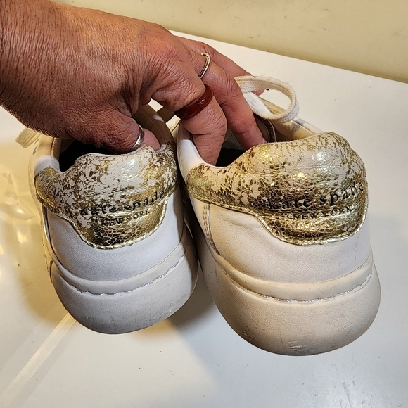 Kate Spade  ♠️ New York women's White Leather Casual lace-up Sneaker 9B - Picture 10 of 14